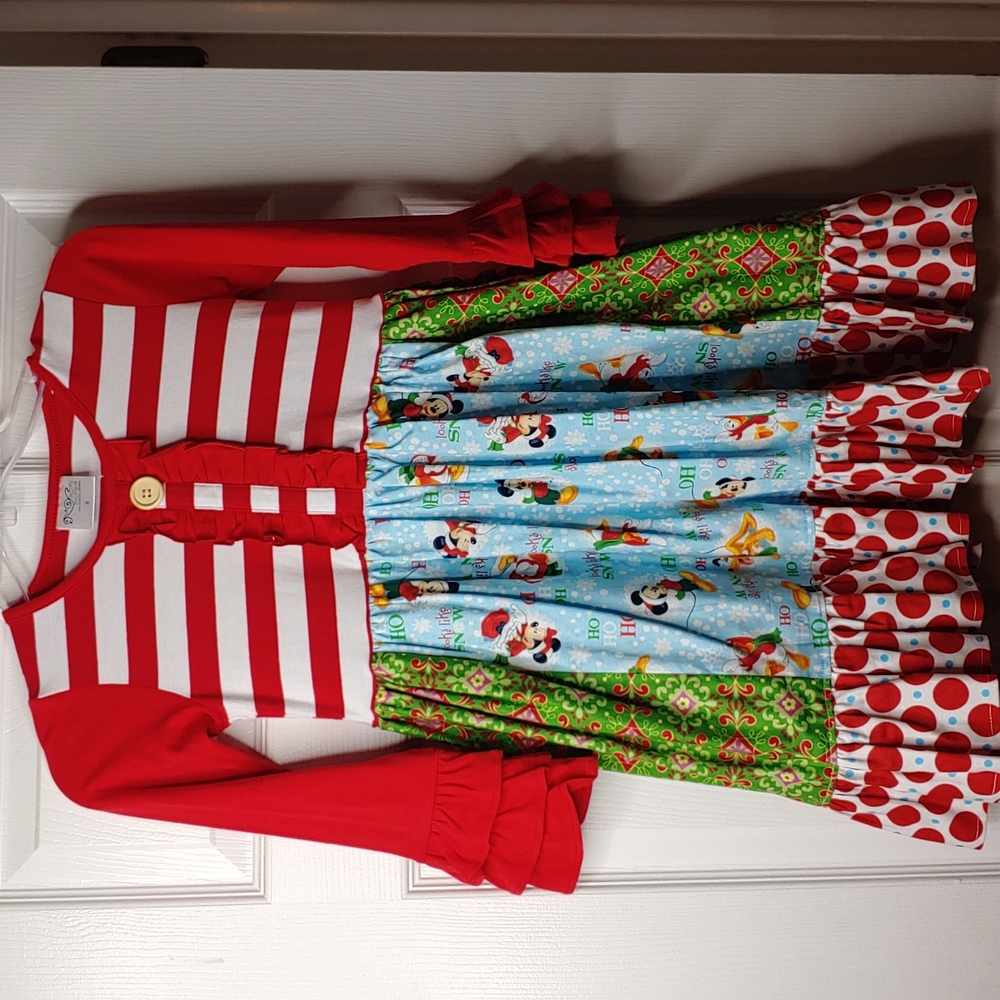 Christmas dress with Disney Characters on it